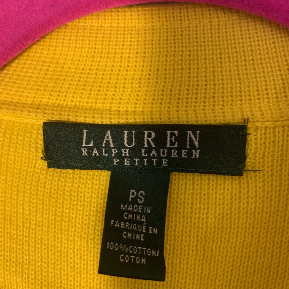 RALPH LAUREN motto yellow sweater jacket SP - Picture 3 of 3